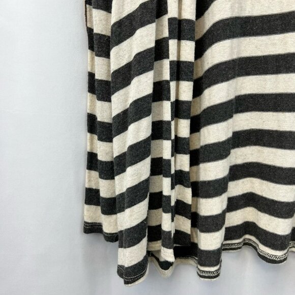 Piacé Boutique Womens Open Cardigan Gray Stripe Long Sleeve Elbow Patch Small - Picture 5 of 11